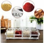 Anubhav Janni 4 Grid Acrylic Home Kitchen Seasoning Mukhwas Rasoi Dry Fruit Easy Flow Spice Box Kit With Spoon-Kitchen Masala Storage Container Organizers Jars Transparent (pack of 1) - Image 3