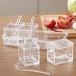Anubhav Janni 4 Grid Acrylic Home Kitchen Seasoning Mukhwas Rasoi Dry Fruit Easy Flow Spice Box Kit With Spoon-Kitchen Masala Storage Container Organizers Jars Transparent (pack of 1) - Image 6
