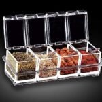 Anubhav Janni 4 Grid Acrylic Home Kitchen Seasoning Mukhwas Rasoi Dry Fruit Easy Flow Spice Box Kit With Spoon-Kitchen Masala Storage Container Organizers Jars Transparent (pack of 1) - Image 7