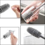 Anubhav Janni Bottle Brush Long Handle Silicone Water Cleaning Baby Brushes Ideal for Feeding Bottles Containers Vases Glass Handy Kitchen Items Grey Cleaner Washing Solution Mug (pack of 2) - Image 7