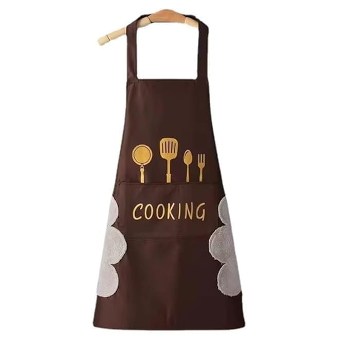 Anubhav Janni Kitchen Apron with Front Pocket and side Coral Velvet for Wiping Hands Towel PVC Waterproof Cooking Fits Men Women Home Restaurant Big Hand-Wiping Washable And Chef (pack of 1) Anubhav Janni Kitchen Apron with Front Pocket and side Coral Velvet for Wiping Hands Towel PVC Waterproof Cooking Fits Men Women Home Restaurant Big Hand-Wiping Washable And Chef (pack of 1) - Image 1