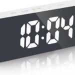 Anubhav Janni Digital Alarm Mirror Clock for Heavy Sleepers LED Table Study Students Office Bedroom with Loud Sound Automatic Sensor Date Temperature Large Display Kids Snooze (pack of 1)