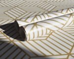 Anubhav Janni White and Gold Geometric Lines Design Self-Adhesive PVC Wallpaper for Walls Sticker Peel Stick Removable Self Adhesive Waterproof Elegant Wall Decor Home Offices (pack of 1)