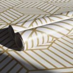Anubhav Janni White and Gold Geometric Lines Design Self-Adhesive PVC Wallpaper for Walls Sticker Peel Stick Removable Self Adhesive Waterproof Elegant Wall Decor Home Offices (pack of 1)