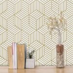 Anubhav Janni White and Gold Geometric Lines Design Self-Adhesive PVC Wallpaper for Walls Sticker Peel Stick Removable Self Adhesive Waterproof Elegant Wall Decor Home Offices (pack of 1) - Image 2