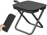 Anubhav Janni Foldable Travel Stool Chair with Built-in Pouch Design Lightweight Camping Fishing Folding Seat Portable Oxford Cloth Carbon Steel Frame Zip Storage Black (pack of 1)