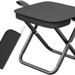 Anubhav Janni Foldable Travel Stool Chair with Built-in Pouch Design Lightweight Camping Fishing Folding Seat Portable Oxford Cloth Carbon Steel Frame Zip Storage Black (pack of 1)