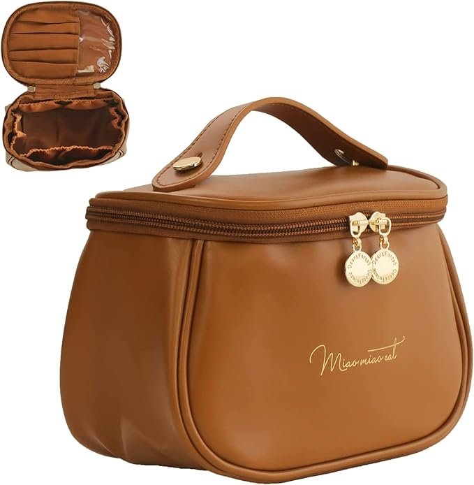 Anubhav Janni Travel Makeup Bag Waterproof Leather Makeup Organizer with Wide Opening Dividers Handle Portable – Handle Divider Stylish Toiletry Brush Case for Women Girls Bag (pack of 1) Anubhav Janni Travel Makeup Bag Waterproof Leather Makeup Organizer with Wide Opening Dividers Handle Portable – Handle Divider Stylish Toiletry Brush Case for Women Girls Bag (pack of 1) - Image 1