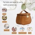 Anubhav Janni Travel Makeup Bag Waterproof Leather Makeup Organizer with Wide Opening Dividers Handle Portable – Handle Divider Stylish Toiletry Brush Case for Women Girls Bag (pack of 1) - Image 2