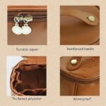 Anubhav Janni Travel Makeup Bag Waterproof Leather Makeup Organizer with Wide Opening Dividers Handle Portable – Handle Divider Stylish Toiletry Brush Case for Women Girls Bag (pack of 1) - Image 3
