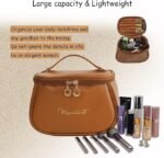 Anubhav Janni Travel Makeup Bag Waterproof Leather Makeup Organizer with Wide Opening Dividers Handle Portable – Handle Divider Stylish Toiletry Brush Case for Women Girls Bag (pack of 1) - Image 4
