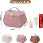 Anubhav Janni Travel Makeup Bag for Women Girls  Leather Cosmetic Bags Portable Toiletry Large Zipper Storage Cosmetic PU Multifunctional Vanity Bag Makeup Cosmetic Brush Case (pack of 1) - Image 2