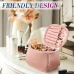 Anubhav Janni Travel Makeup Bag for Women Girls  Leather Cosmetic Bags Portable Toiletry Large Zipper Storage Cosmetic PU Multifunctional Vanity Bag Makeup Cosmetic Brush Case (pack of 1) - Image 4