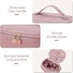 Anubhav Janni Travel Makeup Bag for Women Girls  Leather Cosmetic Bags Portable Toiletry Large Zipper Storage Cosmetic PU Multifunctional Vanity Bag Makeup Cosmetic Brush Case (pack of 1) - Image 5