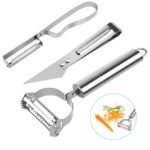 Anubhav Janni 3 in 1 Fruit Steel Peeler Set Stainless Multi Purpose Julienne Slicer fruit Knife Vegetable for Potato Carrot Apple Sharp Blade Heavy Duty Kitchen Tool Straight (pack of 1)