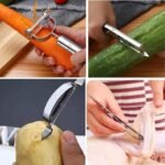 Anubhav Janni 3 in 1 Fruit Steel Peeler Set Stainless Multi Purpose Julienne Slicer fruit Knife Vegetable for Potato Carrot Apple Sharp Blade Heavy Duty Kitchen Tool Straight (pack of 1) - Image 3