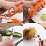 Anubhav Janni 3 in 1 Fruit Steel Peeler Set Stainless Multi Purpose Julienne Slicer fruit Knife Vegetable for Potato Carrot Apple Sharp Blade Heavy Duty Kitchen Tool Straight (pack of 1) - Image 4