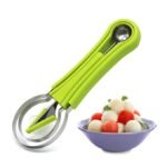 Anubhav Janni 4 in 1 Fruit Scoop Stainless Steel Watermelon Cutter Melon Baller Set Scooper Seed Remover Knife for Dig Pulp Separator Slicer4 Slicer Professional Carving Tools (pack of 1)