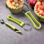 Anubhav Janni 4 in 1 Fruit Scoop Stainless Steel Watermelon Cutter Melon Baller Set Scooper Seed Remover Knife for Dig Pulp Separator Slicer4 Slicer Professional Carving Tools (pack of 1) - Image 5