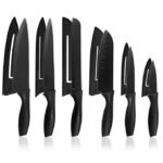 Anubhav Janni 6 Pcs Kitchen Knife Set with Covers High Carbon Stainless Steel Black Coated Professional Chef Bread Utility Paring Knives for Home and Restaurant Cooking (pack of 1)