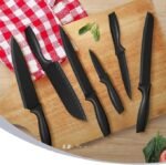 Anubhav Janni 6 Pcs Kitchen Knife Set with Covers High Carbon Stainless Steel Black Coated Professional Chef Bread Utility Paring Knives for Home and Restaurant Cooking (pack of 1) - Image 6
