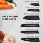 Anubhav Janni 6 Pcs Kitchen Knife Set with Covers High Carbon Stainless Steel Black Coated Professional Chef Bread Utility Paring Knives for Home and Restaurant Cooking (pack of 1) - Image 7