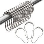 Anubhav Janni Steel Curtain Hooks Heavy Duty Drapery Pin for Curtains Rustproof Silver Hanging Window Door Drapes Shower Metal Rings Bathroom Rods Rust-Resistant Polished Nickel (pack of 12)