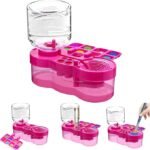 Anubhav Janni 3 in 1 Paint Brush Rinser Pink Cleaner with Tray  Water Circulation Paintbrush Drain Holder Watercolor Dispenser Palette Washer Tool Palette Holder (pack of 1) - Image 2