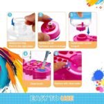 Anubhav Janni 3 in 1 Paint Brush Rinser Pink Cleaner with Tray  Water Circulation Paintbrush Drain Holder Watercolor Dispenser Palette Washer Tool Palette Holder (pack of 1) - Image 5