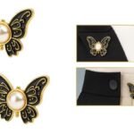 Anubhav Janni Black Butterfly Clip Jeans Tightener Button with Pearl Center Removable Waist Adjuster Clip Jeans Pants Skirts No-Sew Waistband Reducer Fashion Brooch Buttons Loose Pants (pack of 1)