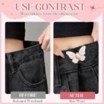 Anubhav Janni Black Butterfly Clip Jeans Tightener Button with Pearl Center Removable Waist Adjuster Clip for Jeans Pants Skirts No-Sew Waistband Reducer Fashion Brooch Jean Buttons Loose Pants (pack of 1) - Image 4