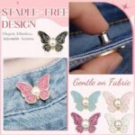 Anubhav Janni Black Butterfly Clip Jeans Tightener Button with Pearl Center Removable Waist Adjuster Clip for Jeans Pants Skirts No-Sew Waistband Reducer Fashion Brooch Jean Buttons Loose Pants (pack of 1) - Image 5