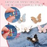 Anubhav Janni Black Butterfly Clip Jeans Tightener Button with Pearl Center Removable Waist Adjuster Clip for Jeans Pants Skirts No-Sew Waistband Reducer Fashion Brooch Jean Buttons Loose Pants (pack of 1) - Image 7