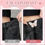 Anubhav Janni Black Butterfly Clip Jeans Tightener Button with Pearl Center Removable Waist Adjuster Clip for Jeans Pants Skirts No-Sew Waistband Reducer Fashion Brooch Jean Buttons Loose Pants (pack of 1) - Image 9
