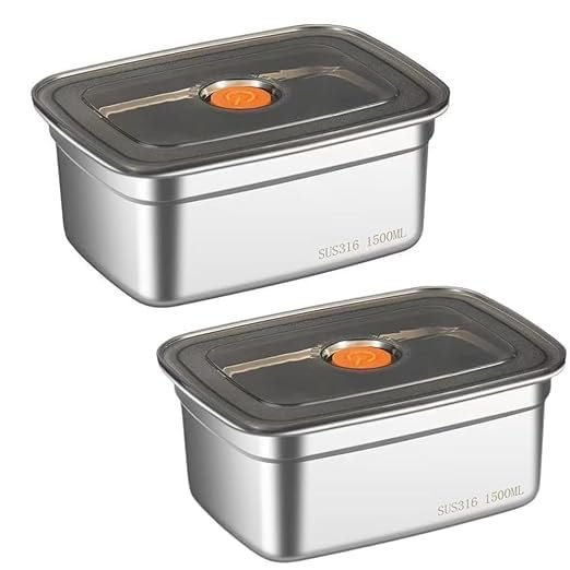 Anubhav Janni 1500 ML Food Storage Container With Lid Stainless Steel Containers Grade Fridge storage container Leakproof Kitchen Organizer Freshness Locking Microwavable Box (pack of 1) Anubhav Janni 1500 ML Food Storage Container With Lid Stainless Steel Containers Grade Fridge storage container Leakproof Kitchen Organizer Freshness Locking Microwavable Box (pack of 1) - Image 1