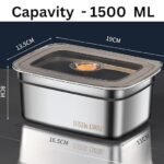 Anubhav Janni 1500 ML Food Storage Container With Lid Stainless Steel Containers Grade Fridge storage container Leakproof Kitchen Organizer Freshness Locking Microwavable Box (pack of 1) - Image 3