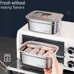 Anubhav Janni 1500 ML Food Storage Container With Lid Stainless Steel Containers Grade Fridge storage container Leakproof Kitchen Organizer Freshness Locking Microwavable Box (pack of 1) - Image 5