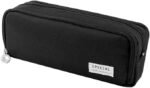 Anubhav Janni New Black Special Pencil Pouch Case Large Cases For Girls Boys Big Capacity Pen Pouch With 3 Compartments School Stationary Office Aesthetic Cute Metal (pack of 1)