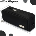 Anubhav Janni New Black Special Pencil Pouch Case Large Cases For Girls Boys Big Capacity Pen Pouch With 3 Compartments School Stationary Office Aesthetic Cute Metal (pack of 1) - Image 6