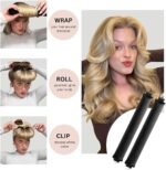 Anubhav Janni Heatless Hair Curler Satin Curling Rods Hook Women Soft Sleep in Rollers Natural Blowout Curls Rod Headband Overnight Curls Fabric Waves Long Medium Curler Flexible Hook (Set Of 3) - Image 2
