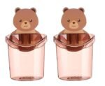 Anubhav Janni Teddy Toothbrush Holder with Self Adhesive Sticker Unique Design Bear for Bathroom Wall Mounted Toothpaste Stand Wash Basin No Nails Drill Clear Tooth Brush Cute (pack of 1)