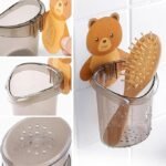Anubhav Janni Teddy Toothbrush Holder with Self Adhesive Sticker Unique Design Bear for Bathroom Wall Mounted Toothpaste Stand Wash Basin No Nails Drill Clear Tooth Brush Cute (pack of 1) - Image 4
