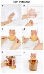 Anubhav Janni Teddy Toothbrush Holder with Self Adhesive Sticker Unique Design Bear for Bathroom Wall Mounted Toothpaste Stand Wash Basin No Nails Drill Clear Tooth Brush Cute (pack of 1) - Image 9
