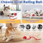 Anubhav Janni Red Cat Teaser Ball Pet Toy Automatic Rolling Toy Modes Teasing Tail USB Rechargeable Ribbon Wand Dancing Dog Toys For Indoor Cats Fast On Carpet Smart Ball (Pack Of 1 Pcs) - Image 8