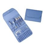 Anubhav Janni 16 In 1 Manicure Kit Blue Nail Clippers Tools Set in Professional Pedicure Women Men Stainless Steel  Grooming Travel Case Kits set Care Set Cutter Scissors Luxury (Pack Of 1 Pcs)