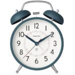 Anubhav Janni Alarm Clock Dark Green Bell Table Metal Frame with Night Backlight Silent Movement for Home Office Bedroom Living Room Heavy Sleepers Loud Adults Clocks Students Decoration (pack of 1)