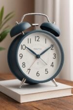 Anubhav Janni Alarm Clock Dark Green Bell Table Metal Frame with Night Backlight Silent Movement for Home Office Bedroom Living Room Heavy Sleepers Loud Adults Clocks Students Decoration (pack of 1) - Image 3