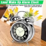 Anubhav Janni Alarm Clock Silver + Radium Big Size Clock Alarm Super Loud for Heavy Sleepers Retro Twin Bell Metal Frame with Night Backlight Function Bedside Luminous Bedroom (pack of 1) - Image 4