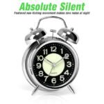 Anubhav Janni Alarm Clock Silver + Radium Big Size Clock Alarm Super Loud for Heavy Sleepers Retro Twin Bell Metal Frame with Night Backlight Function Bedside Luminous Bedroom (pack of 1) - Image 6