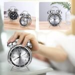 Anubhav Janni Alarm Clock Silver + black Big Size Clock Alarm Super Loud for Heavy Sleepers Retro Twin Bell Metal Frame with Night Backlight Function Bedside Luminous Bedroom (pack of 1) - Image 4